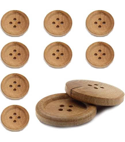 Amazon | ウッドボタン 二つ穴ボタン ナチュラル シャツボタン ウッド  