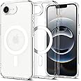 Spigen ACS09139 iPhone 16e Case, iPhone SE4 Case, MagSafe, Accessories, Equipped with Magnets, Clear, Transparent, Strap Hole, US Military MIL Standard, Ultra Hybrid Magfit (Clear/White)