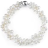 The Pearl Source 4-5mm Rice Shaped White Freshwater Pearl Bracelet for Women - Cultured Pearl Bracelet in 925 Sterling Silver