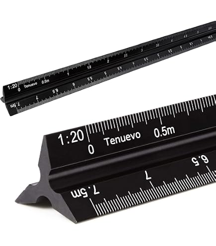 Triangular Conversion Ruler 30cm Ruler 2 Pack 30cm Aluminum Triangular Scale Rulers With Metric ...