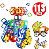 知育玩具　磁石ピース　マグネットおもちゃ　モデルDIY　 113ピースセット 収納できる 磁石付き積み木 想像力・創造力を育てる知育玩具