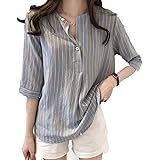 [albafica] [アルバフィカ] レディース ストライプ シャツ ブラウス 七分袖 トップス シンプル ベーシック爽やか