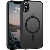 BENTOBEN iPhone XS ケース/iPhone X ケース MagSafe対応 ワイヤレス充電 マット感 半透明 指紋防止 メタル レンズ保護 耐衝撃 アイフォンXS/X ケース カバー ブラック
