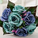 7ヘッド人工シルクローズ花花嫁のブーケシミュレーションフェイク花 One Size SFBHA32841181520