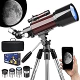 天体望遠鏡 子供 初心者 天体望遠鏡セット 口径70mm 焦点距離400mm 高倍率 200倍 土星の輪が見える アイピース6 / 10/ 25mm スマホ写真・動画撮影 天体/地上両用 屈折式 ステンレス製伸縮三脚 スマホアダプター＆日本語説明書付