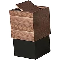 Amazon | 天然木スイング蓋付きゴミ箱, ダークブラウン | 書類