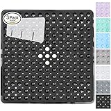yimobraシャワーマット非スリップ防かびwithドレイン穴21 x 21インチ ブラック
