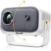 【360°回転可能】Jimveo プロジェクター 天井投影 家庭用 小型 1080P WIFI6 700輝度 電動フォーカス 自動台形補正 双方向Bluetooth5.3 4K対応 ホームシアター 操作簡単 ズーム機能 天井吊り可 300"大画面 防