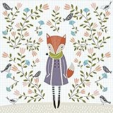 Winter Fox by Flora Waycott – ストレッチキャンバス壁アート 14" x 14" BL_NB48665