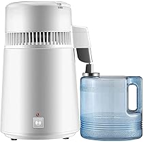 メガホーム　蒸留水製造機 蒸留水器(蓋:白色 本体:ステンレス)新ガラス容器 磁器ノズル