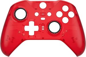 eXtremeRate xbox one elite series 2 (モデル1797)コントローラーに対応用無地の交換フェースプレートシェル、xbox elite series 2 coreコントローラーに対応用ソフトタッチ正面シェルケース&アクセントリング「クリアレッド」