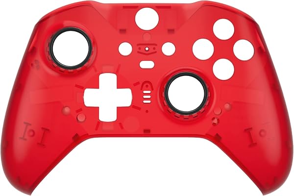eXtremeRate xbox one elite series 2 (モデル1797)コントローラーに対応用無地の交換フェースプレートシェル、xbox elite series 2 coreコントローラーに対応用ソフトタッチ正面シェルケース&アクセントリング「クリアレッド」 - 1