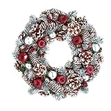 彩か SAIKA クリスマスリース L 赤 レッド LEDライト付き 玄関飾り CXO-193L Snow Pine&Red Apple L