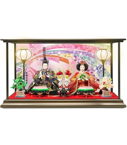 Amazon | 雛人形 豆雛五人 溜塗 アクリルケース 225A-294 ひな人形