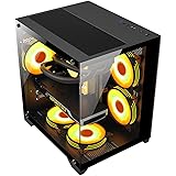 pcケース ミドルタワー pcケース 強化ガラスモデル micro-atx ブラック（black）