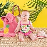 ベビーアスペン Baby Aspen 女の子用トロピカルワンピース水着xラフィアマザートートバッグ超豪華4点セット [並行輸入品]