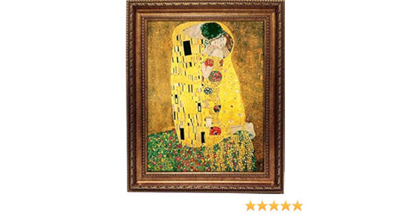 Amazon Co Jp クリムト 接吻 キス 複製画 大サイズ 外径6mm 510mm 高品質ジクレープリント アクリル板付属 アンティークゴールド ホーム キッチン