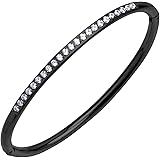 555Jewelry Stainless Steel & CZ Hinged Oval Cuff Bangle Bracelet for Women