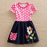 ベビー＆キッズ新しい女の子の服刺繍半袖夏の花の綿の子供服ワードドレスラウンドカラー
