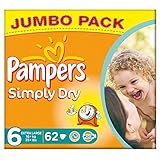 Pampers Simply Dry Size 6 Extra Large 16kg+ (62) - Pack of 6 by Pampers