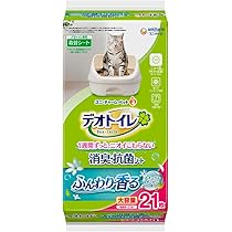 【ドラ】デオトイレ 緑茶成分入り消臭サンドとふんわり香る消臭・抗菌シート デオトイレ 緑茶成分入り消臭・抗菌サンド 4L｜ユニ・チャーム