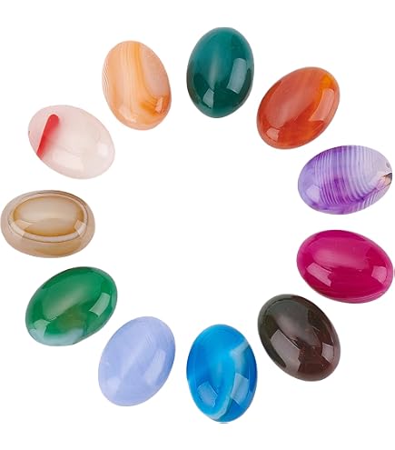 Amazon | Beadthoven 天然石カボション 14個セット フラットラウンド