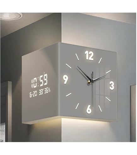 Amazon.co.jp: Vifxucy 両面時計、リビングルームコーナー電子時計