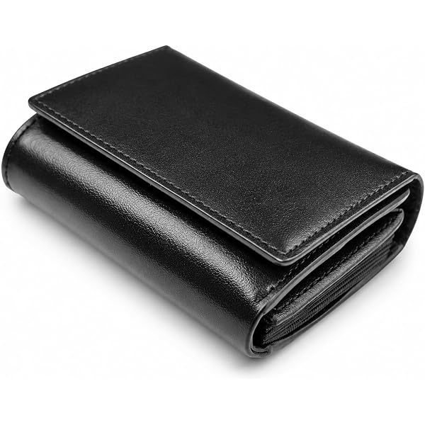 Amazon.co.jp: 100 %レザー三つ折りチェーンウォレットブラック# 946