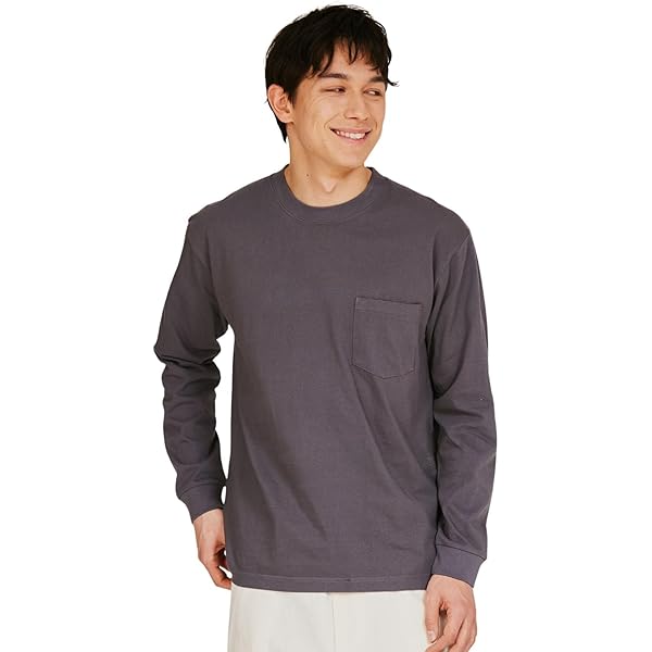 Amazon | [ヘインズ] Tシャツ 長袖 綿100% 丸胴仕様 タグレス