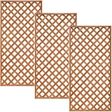 天然木製 格子ラティス 90cm×180cm×35mm 3枚セット ライトブラウン WLL-9018TTT