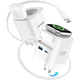 TOPADRE 65W for アップルウォッチ 充電器 4in1 充電器 type-c 巻き取り式 急速充電器 | 【伸縮70㎝・折畳み式・GaNIII技術】usb コンセント Macbook/apple watch SE/11/10/9/8/7/