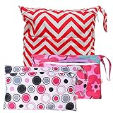 KF Baby Waterproof Cloth Diaper Travel Wet Dry Bag, Small Large Combo, Set of 3 by KF baby