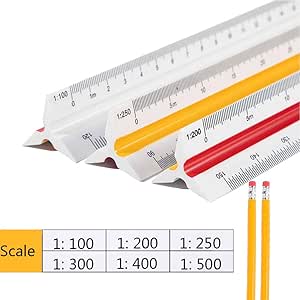 Amazon Hepan 三角スケール 定規 30cm ものさし 製図用品の必需品 縮尺スケール 図面三角定規キット 建築 製図 エンジニアリング 学校用のスケールバー 鉛筆2本 定規 文房具 オフィス用品