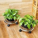 Plant shelf メタルプラントのポットスタンド-29.5センチメートル直径のホイールの2つのセットシルバー Flower racks ( 色 : シルバー しるば゜ , サイズ さいず : R