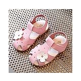 Candykids　ベビー おしゃれ 靴 サンダル　夏 赤ちゃん キッズ 履き心地 柔らか マジックテープ 　滑り止め 付き 可愛い 花 女の子 シューズ (内寸18cm, ピンク)
