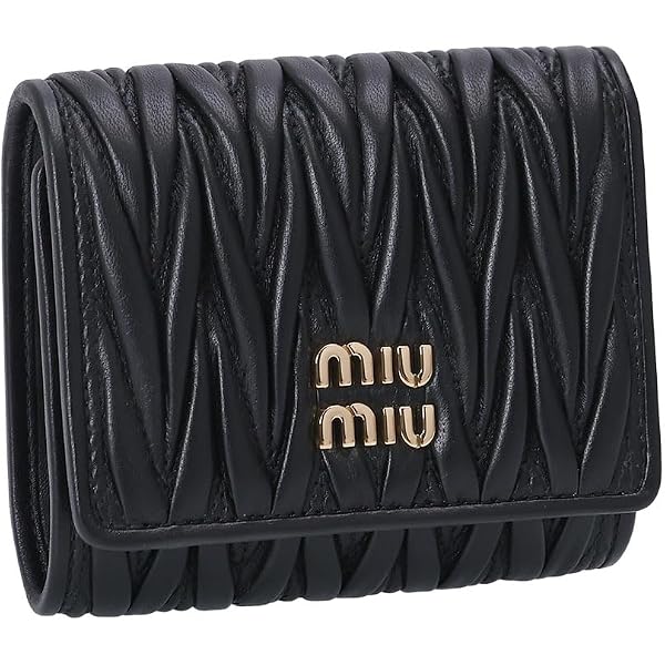 miu miu クロコ調 三つ折り財布 ブラック Amazon | MIUMIU クロコダイルプリントレザー 三つ折り 財布 MIUMIU