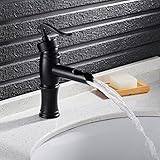 Auralum単一穴コントロールバスルーム滝シンク蛇口、Pop Up Drain Withoutオーバーフロー、オイルはブロンズ Auralum