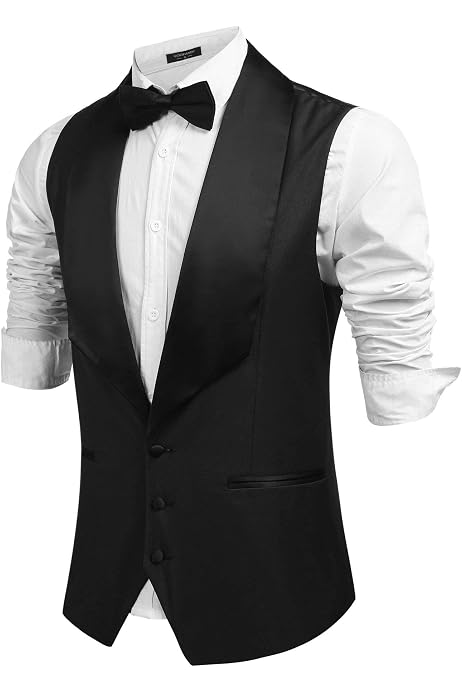 Satin Backless Tuxedo Vest \u0026 Bow Tie 