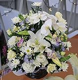 お供え お彼岸 アレンジメント サイズで選べる (Mサイズ(7000円), 少し色を入れて)