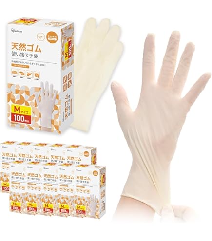 Amazon.co.jp: [アイリスオーヤマ] 天然ゴム手袋 Mサイズ 100枚
