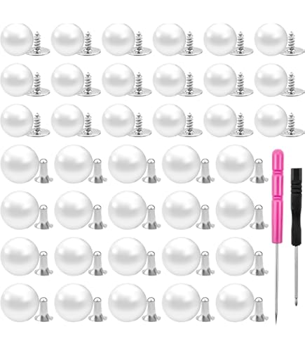 GORGECRAFT 100 Sets 6mm White Pearl Rivets With Pins - Plastic Decorative Studs For Clothing, Bags, DIY Crafts - View #8