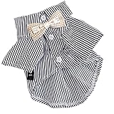 RIOSTUDIO 犬服 春夏用 犬の服 チョーカー付 ストライプシャツ 蝶ネクタイ付 ボーダーシャツ 夏用 薄手 小型犬 中型犬 大型犬(②ブラックボーダー,XXL)