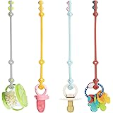 SMAUTOLIFE Toy Safety Straps 4PK Stretchable Silicone Pacifier Clips Baby Toddler Teether Bottle Harness Straps for Strollers