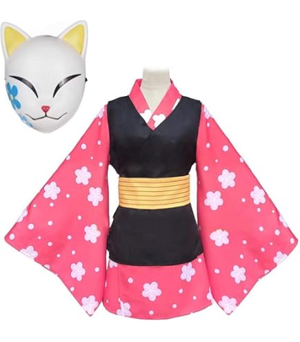 Amazon.co.jp: 鬼滅の刃 錆兎コスプレ衣装6点セット 狐面仮面付 お面付