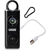 HID屋 防犯ブザー 大音量 LEDライト付き USB充電 黒 子供 熊除け 防犯グッズ Type-C