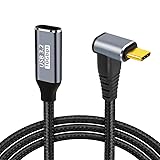 Type C 延長ケーブル L字 0.5M USB-C オス・メス 100W PD急速充電 10Gbps データ転送 USB 3.2 Gen2 延長コード 高耐久ナイロン編み ゲーム/ノートPC/スマホ対応