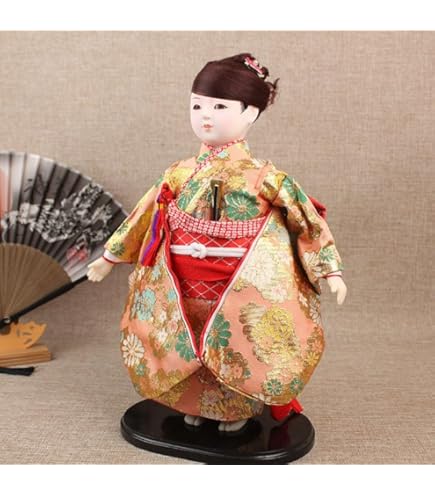 Amazon | 日本人形 扇子 美人 青い着物 9インチ 約24cm 人形 日本美人
