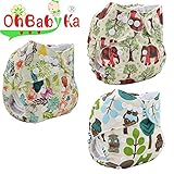 Ohbabyka3点セット ベビー服 赤ちゃん 服 ベビー用おむつカバー 女の子 男の子 布おむつ/おむつカバー ベビー 布オムツ/おむつ/オムツ フリーサイズ サイズ調節可 (K172571)