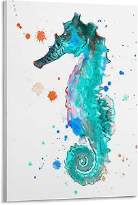 Amazon Co Jp ブルータツノオトシゴのイラスト動物ポスター 額入りポスターキャンバスプリント絵画アートウォールポスター スタイリッシュでモダンなベッドルームのリビングルームの装飾アートフォトオフィスの壁掛け 24x36inch 60x90cm ホーム