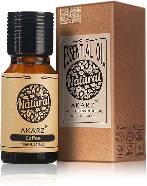 AKARZ コーヒーエッセンシャルオイル ナチュラル オーガニック 為に スキンボディヘアケア、ディフューザー、キャンドル、石鹸、メイキング、DIY、マッサージアロマ 10ml - 1